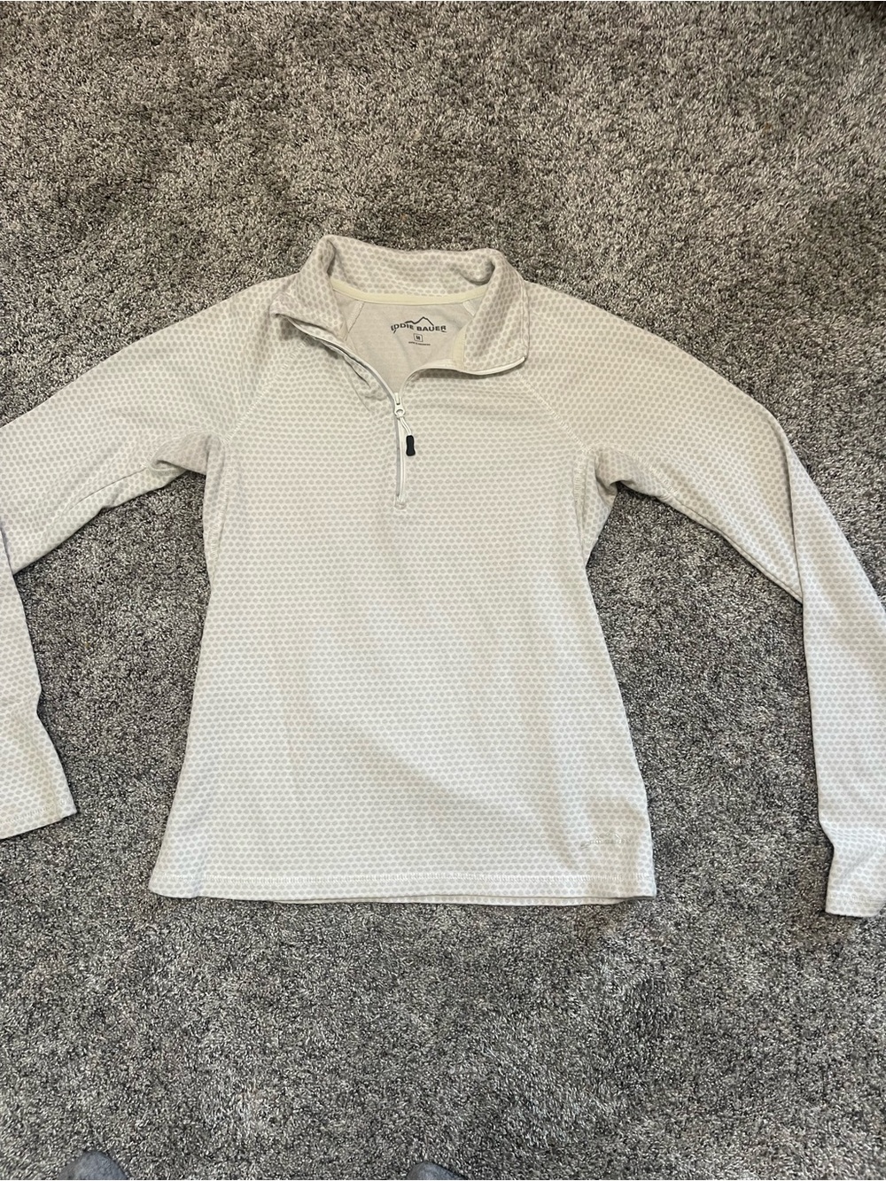 Eddie Bauer Light Gray Patterned Quarter-Zip Pullover